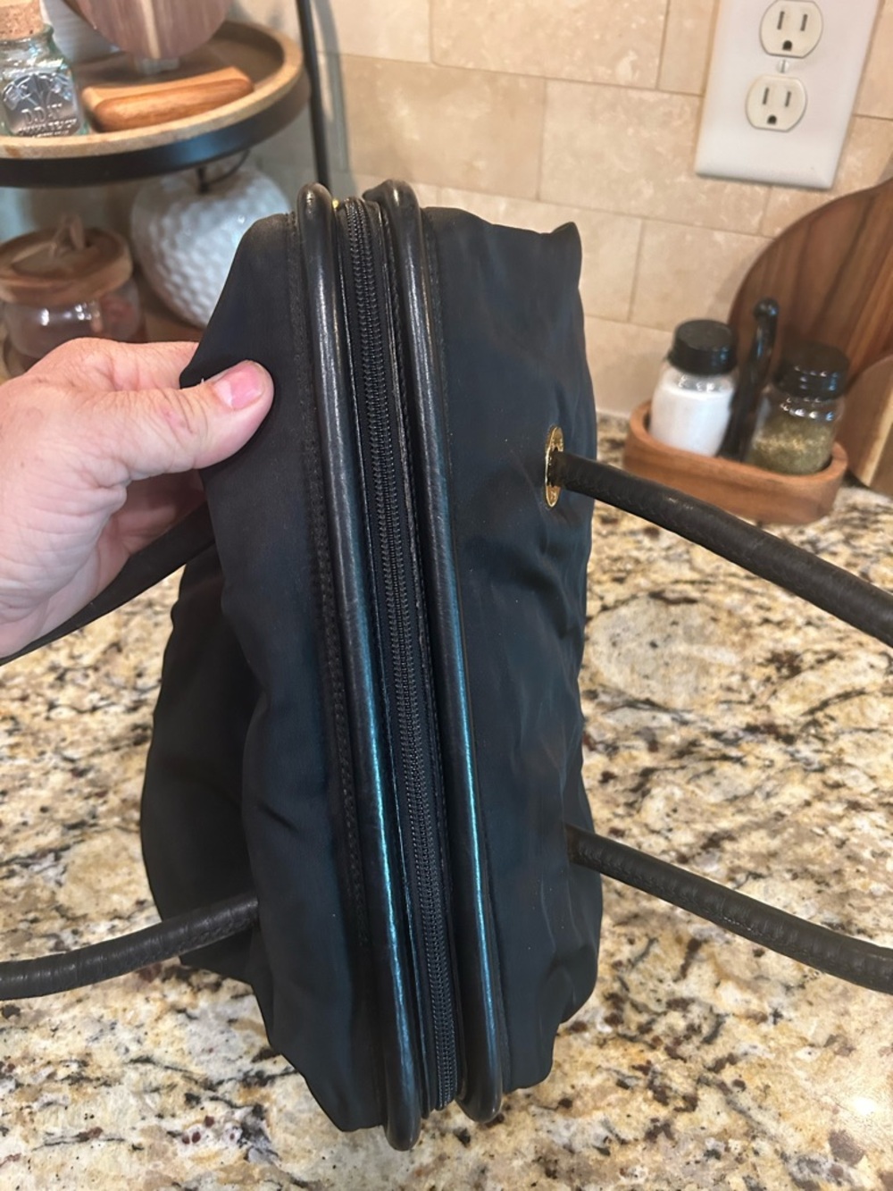 CELINE PARIS Hand Bag Nylon Black Gold with coa - Picture 8 of 16